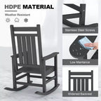 Sedie a Dondolo da Esterno Oversize in HDPE, Sedie a Dondolo da Giardino Resistenti per Tutte le Condizioni Atmosferiche, Sedie a Dondolo Durevoli per Portico, Esterno, Cortile Anteriore, Terrazza, Giardino