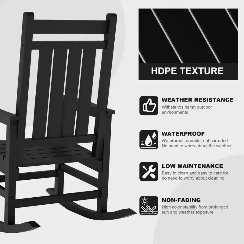 Sedie a Dondolo da Esterno Oversize in HDPE, Sedie a Dondolo da Giardino Resistenti per Tutte le Condizioni Atmosferiche, Sedie a Dondolo Durevoli per Portico, Esterno, Cortile Anteriore, Terrazza, Giardino