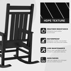 Sedie a Dondolo da Esterno Oversize in HDPE, Sedie a Dondolo da Giardino Resistenti per Tutte le Condizioni Atmosferiche, Sedie a Dondolo Durevoli per Portico, Esterno, Cortile Anteriore, Terrazza, Giardino