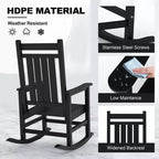 Sedie a Dondolo da Esterno Oversize in HDPE, Sedie a Dondolo da Giardino Resistenti per Tutte le Condizioni Atmosferiche, Sedie a Dondolo Durevoli per Portico, Esterno, Cortile Anteriore, Terrazza, Giardino