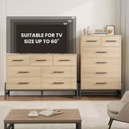 Cassettiera a 6 cassetti in rovere naturale, contenitore autoportante (altezza 118 cm) per camera da letto, soggiorno o ingresso