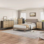 Cassettiera a 6 cassetti in rovere naturale, contenitore autoportante (altezza 118 cm) per camera da letto, soggiorno o ingresso