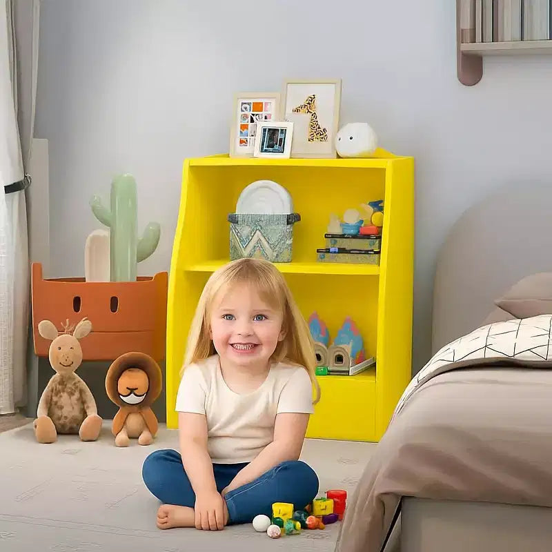 Libreria per bambini - Organizer portaoggetti per libri, armadietto giocattoli per bambini a doppio strato con scomparti aperti per camera da letto, cameretta, sala giochi
