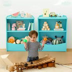 Libreria per bambini - Organizer portaoggetti per libri, armadietto giocattoli per bambini a doppio strato con scomparti aperti per camera da letto, cameretta, sala giochi
