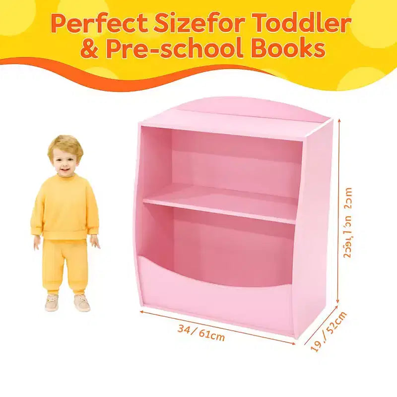 Libreria per bambini - Organizer portaoggetti per libri, armadietto giocattoli per bambini a doppio strato con scomparti aperti per camera da letto, cameretta, sala giochi