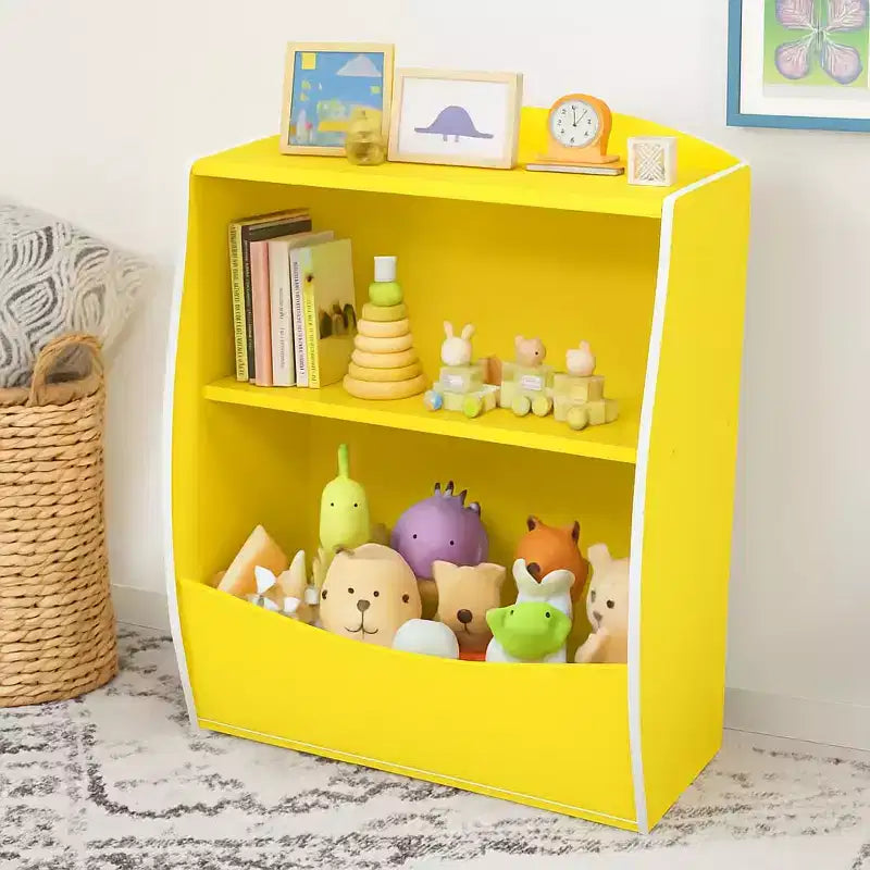 Libreria per bambini - Organizer portaoggetti per libri, armadietto giocattoli per bambini a doppio strato con scomparti aperti per camera da letto, cameretta, sala giochi