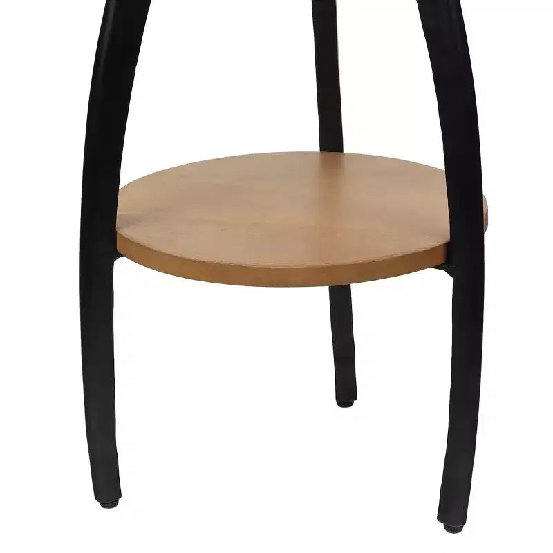 Tavolino portabevande a treppiede in metallo di design da 24,5 pollici e tavolino decorativo con ripiano rotondo in marmo bianco e ripiano inferiore in legno
