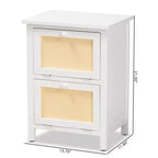 Comodino 2 ante in legno di rattan bianco