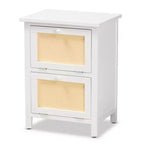 Comodino 2 ante in legno di rattan bianco