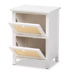 Comodino 2 ante in legno di rattan bianco