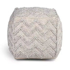 Pouf quadrato a zigzag intrecciato avorio