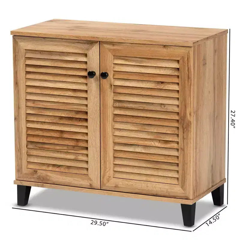 Mobile Contenitore a 2 Ante in Legno Marrone Rovere: Stile Nautico, 4 Ripiani Fissi, Struttura in Legno