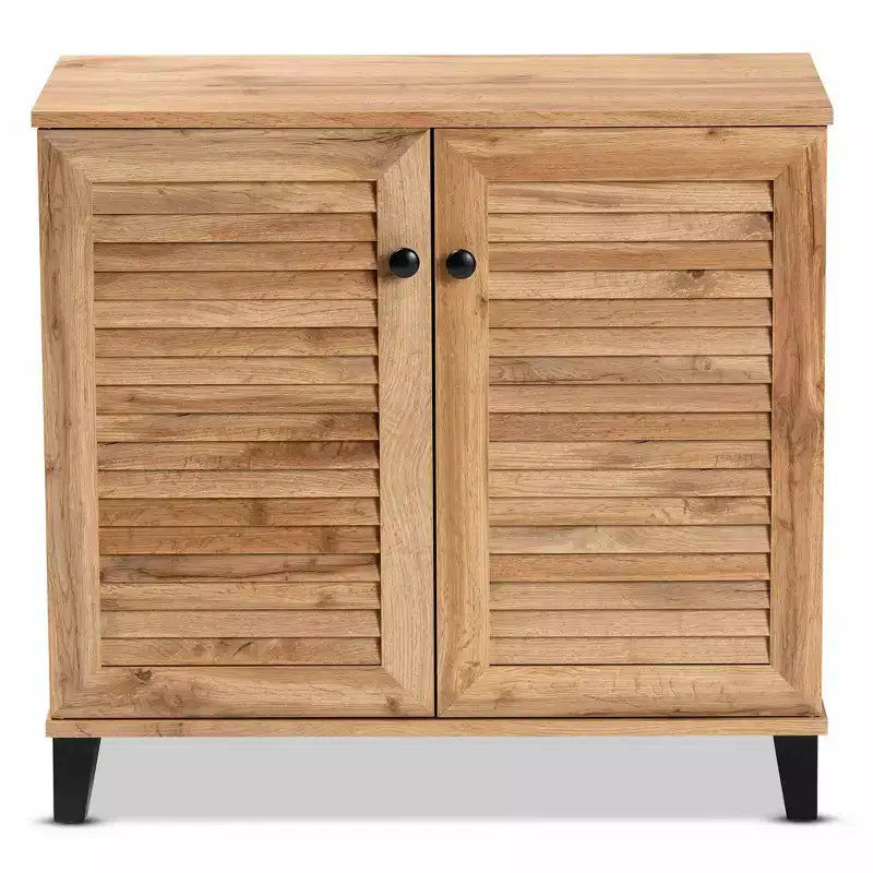 Mobile Contenitore a 2 Ante in Legno Marrone Rovere: Stile Nautico, 4 Ripiani Fissi, Struttura in Legno