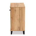 Mobile Contenitore a 2 Ante in Legno Marrone Rovere: Stile Nautico, 4 Ripiani Fissi, Struttura in Legno