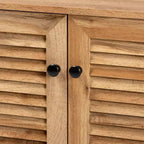Mobile Contenitore a 2 Ante in Legno Marrone Rovere: Stile Nautico, 4 Ripiani Fissi, Struttura in Legno