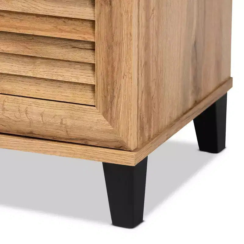 Mobile Contenitore a 2 Ante in Legno Marrone Rovere: Stile Nautico, 4 Ripiani Fissi, Struttura in Legno