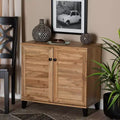 Mobile Contenitore a 2 Ante in Legno Marrone Rovere: Stile Nautico, 4 Ripiani Fissi, Struttura in Legno