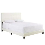 Letto matrimoniale Queen in ecopelle bianco con piattaforma