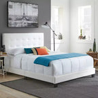 Letto matrimoniale Queen in ecopelle bianco con piattaforma