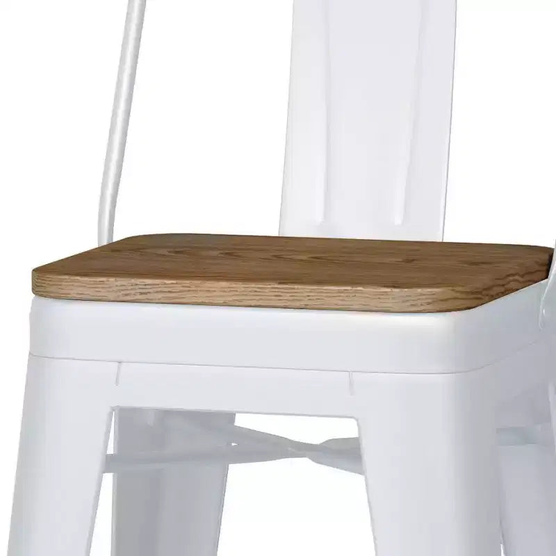 Set di 4 sgabelli da bar alti 24 pollici in metallo/legno