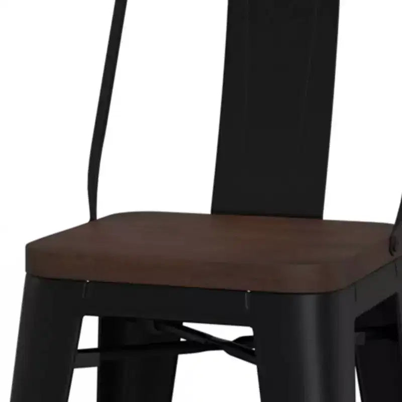 Set di 4 sgabelli da bar alti 24 pollici in metallo/legno
