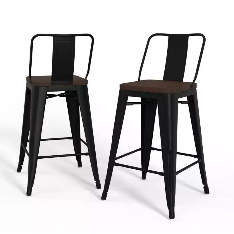 Set di 4 sgabelli da bar alti 24 pollici in metallo/legno