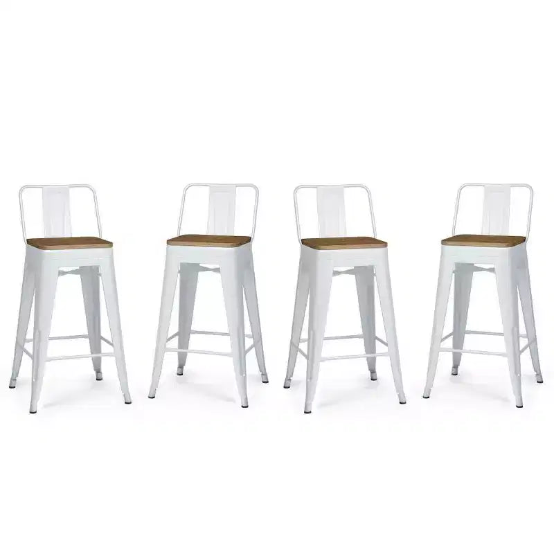 Set di 4 sgabelli da bar alti 24 pollici in metallo/legno