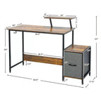 Scrivania da Computer Workstation da Ufficio con Scaffale e Ripiani Mobili