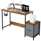 Scrivania da Computer Workstation da Ufficio con Scaffale e Ripiani Mobili